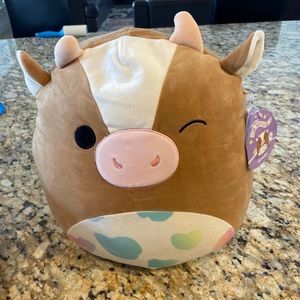 NWT 14” Griella the Cow with Rainbow Spotted Belly Easter Squishmallow